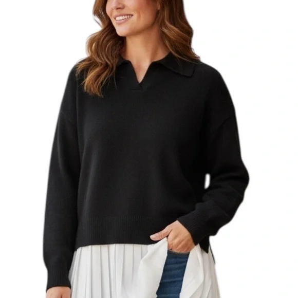 **NWT** Thick Black Collard Sweater - Picture 1 of 4